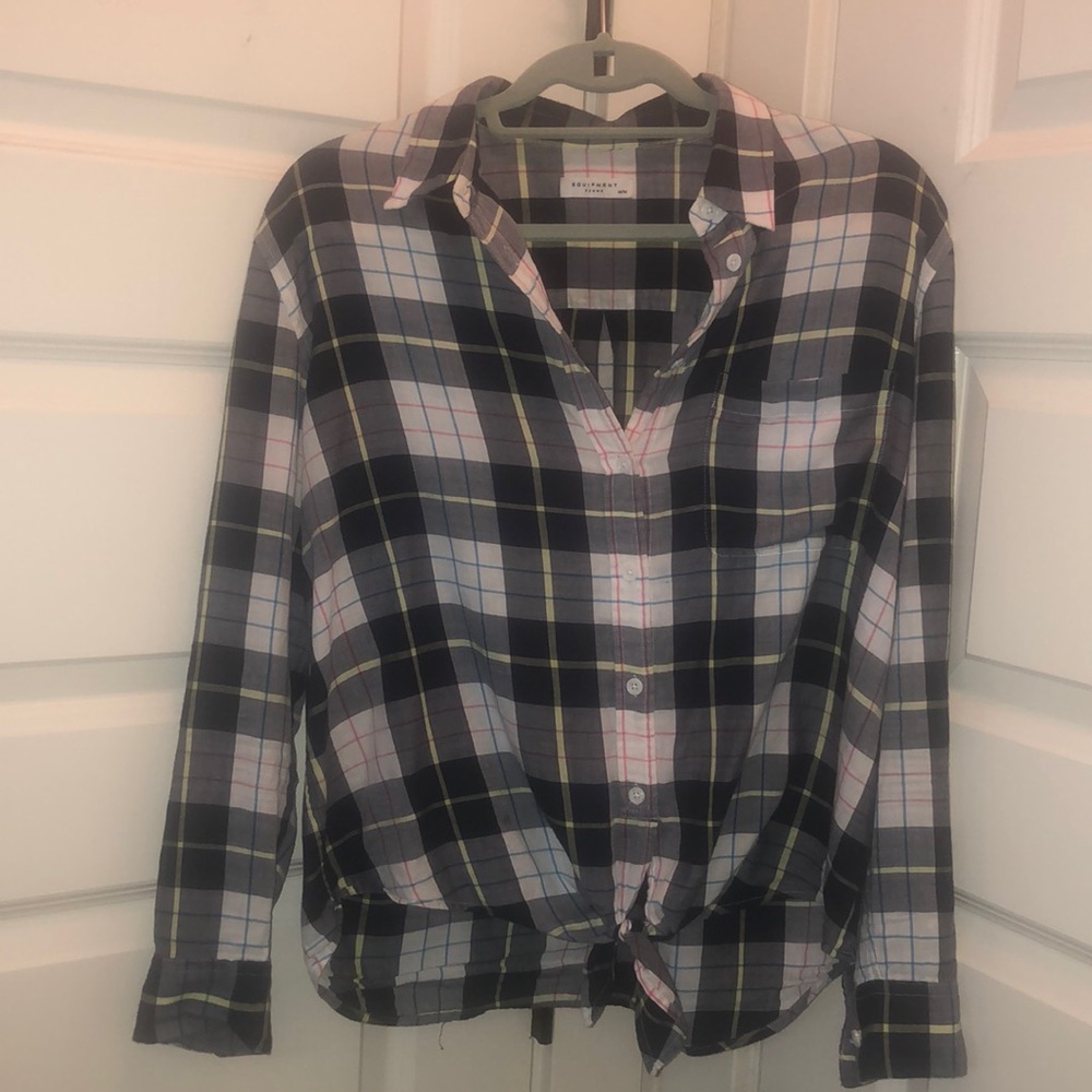 Equipment 100% cotton tie-waist button down